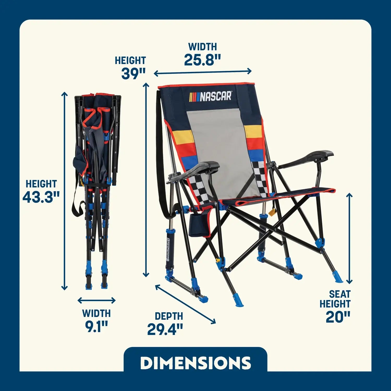 Roadtrip Rocker Bundle - NASCAR Blue | Featured Outdoor Choice | Outlandridge FDEA Ih